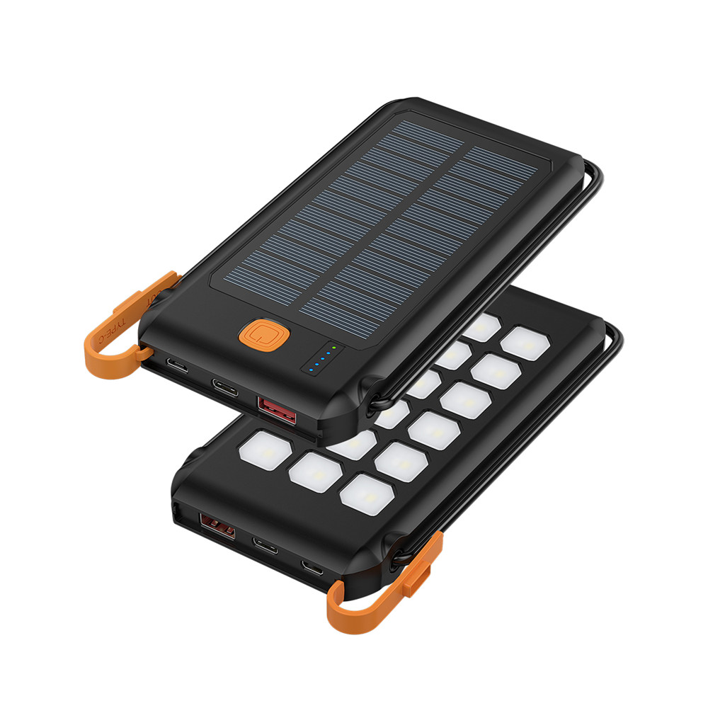 IP44 Waterproof 10000mAh Solar Panel Power Bank PD20W With Stand And Flashlights SMP07
