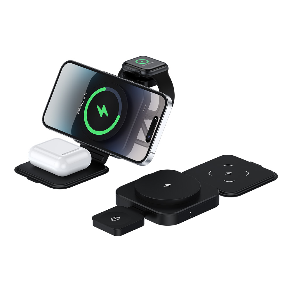 3 IN 1 Foldable Magsafe 15W Wireless Charge Stand For iWatch and Earbuds